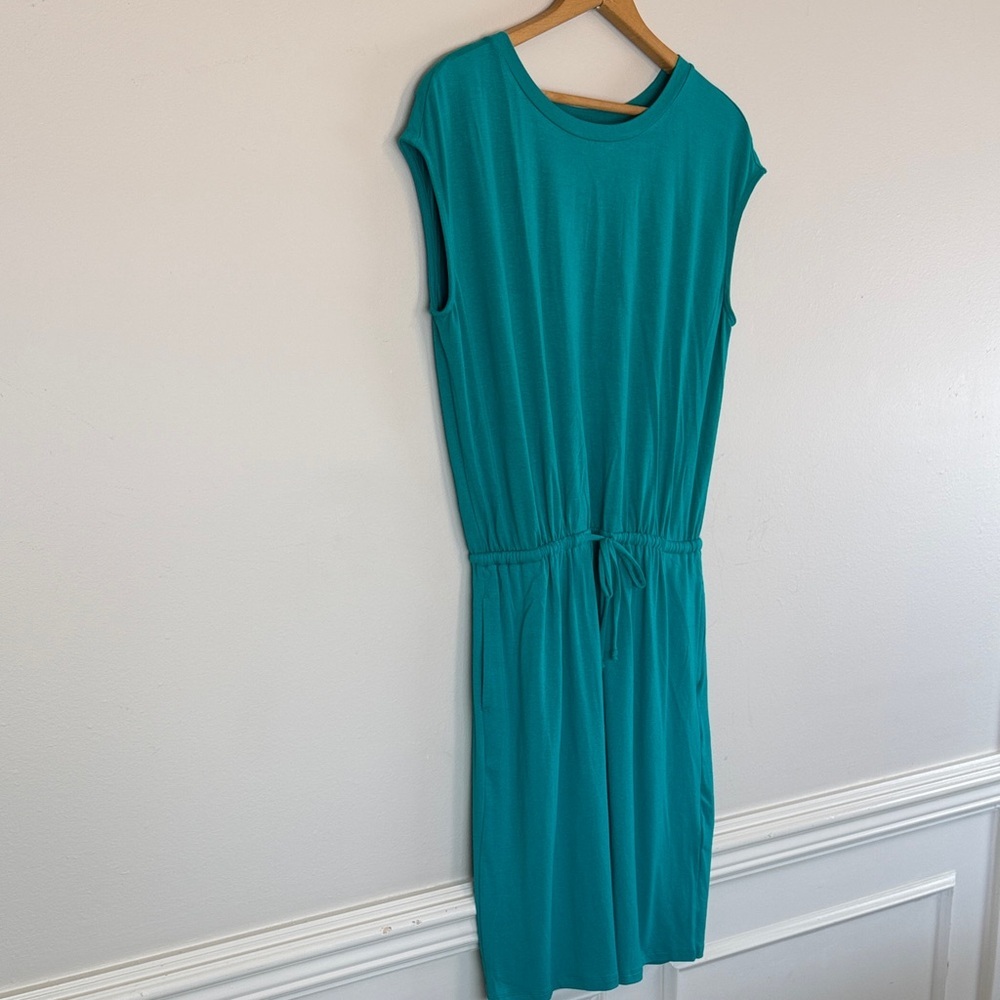 Banana Republic Teal Sleeveless Drawstring Waist Dress